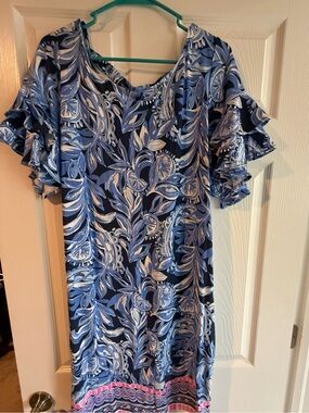Lilly Pulitzer Blue and White Floral Print Dress